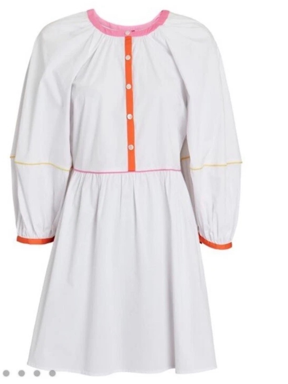 Staud DemiWhite poplin Dress with Orange Trim